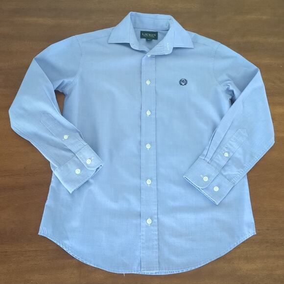Raulph Lauren Boys Youth long sleeve button down shirt Size 10 Blue EUC - Picture 1 of 5